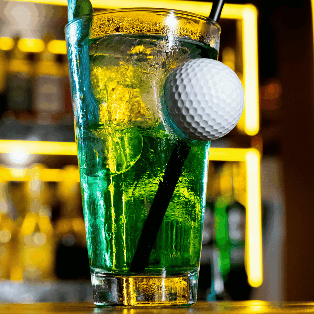 Pahar din sticlă pentru bere cu minge de golf - 465 ml