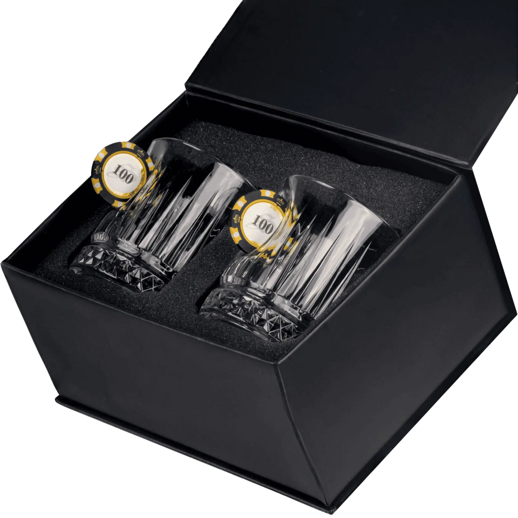 Set pahare din cristal pentru whisky cu jeton de poker – 355 ml