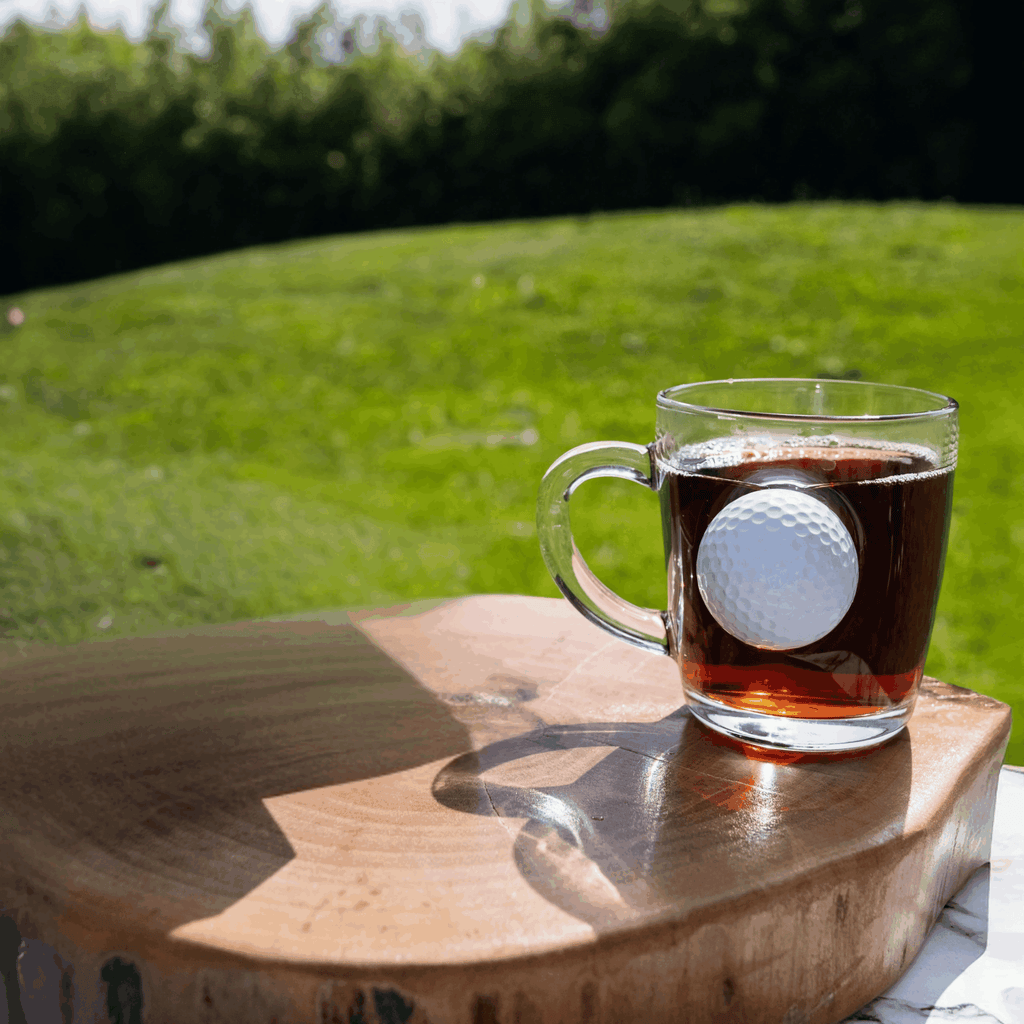 Cană din sticlă pentru ceai & cafea cu minge de golf - 340 ml