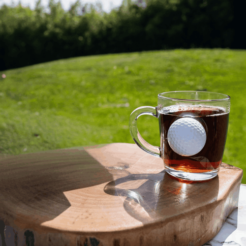 Cană din sticlă pentru ceai & cafea cu minge de golf - 340 ml