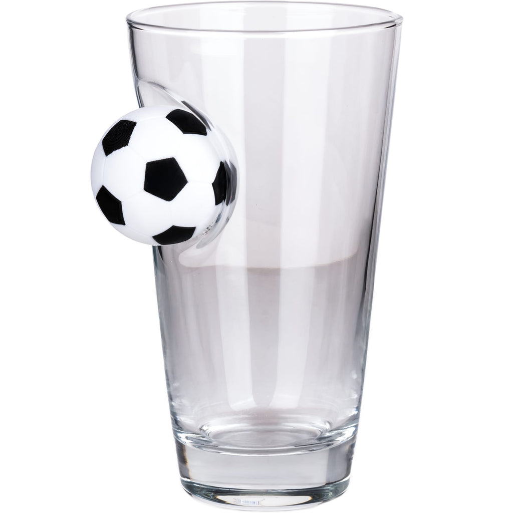 Pahar din sticlă pentru bere cu minge de fotbal - 465 ml