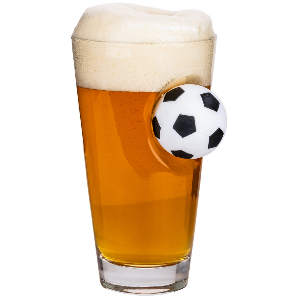 Pahar din sticlă pentru bere cu minge de fotbal - 465 ml