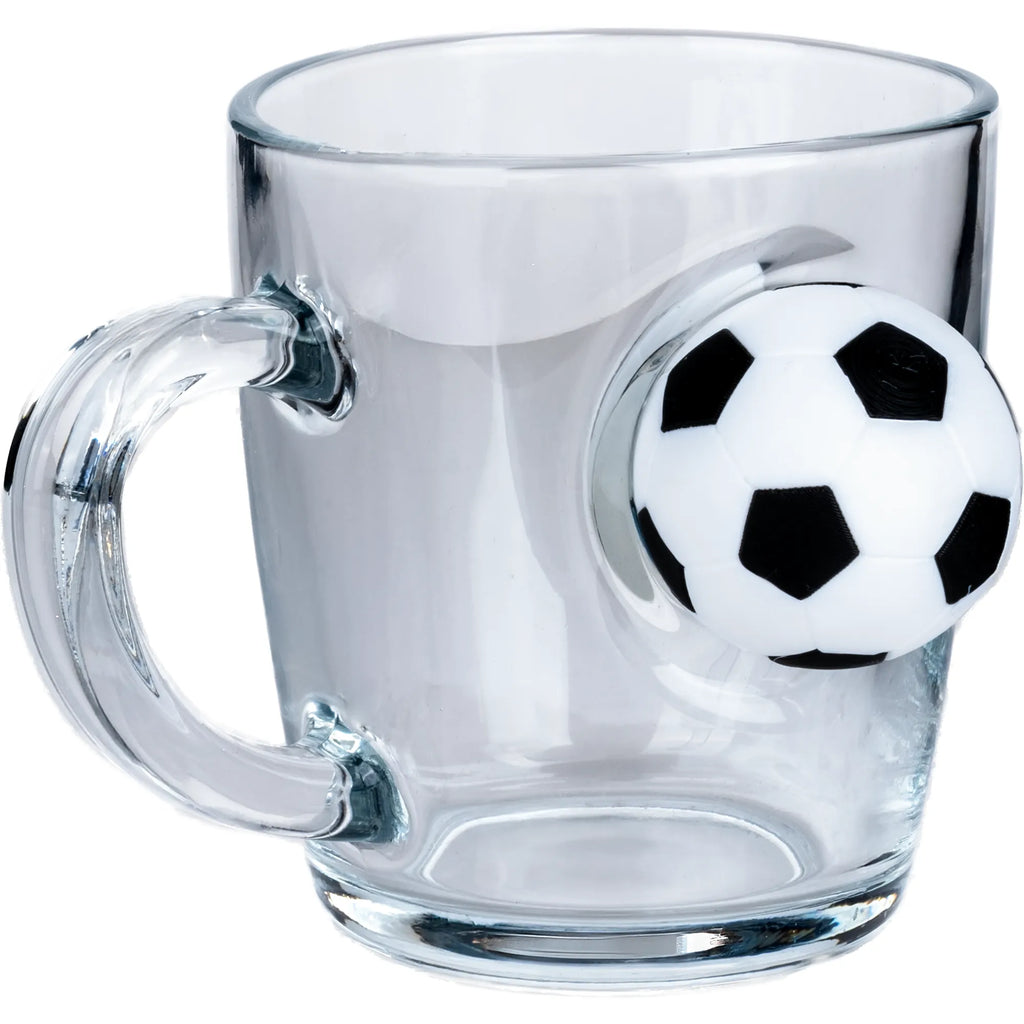 Cană din sticlă pentru ceai & cafea cu minge de fotbal - 340 ml