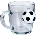 Cană din sticlă pentru ceai & cafea cu minge de fotbal - 340 ml