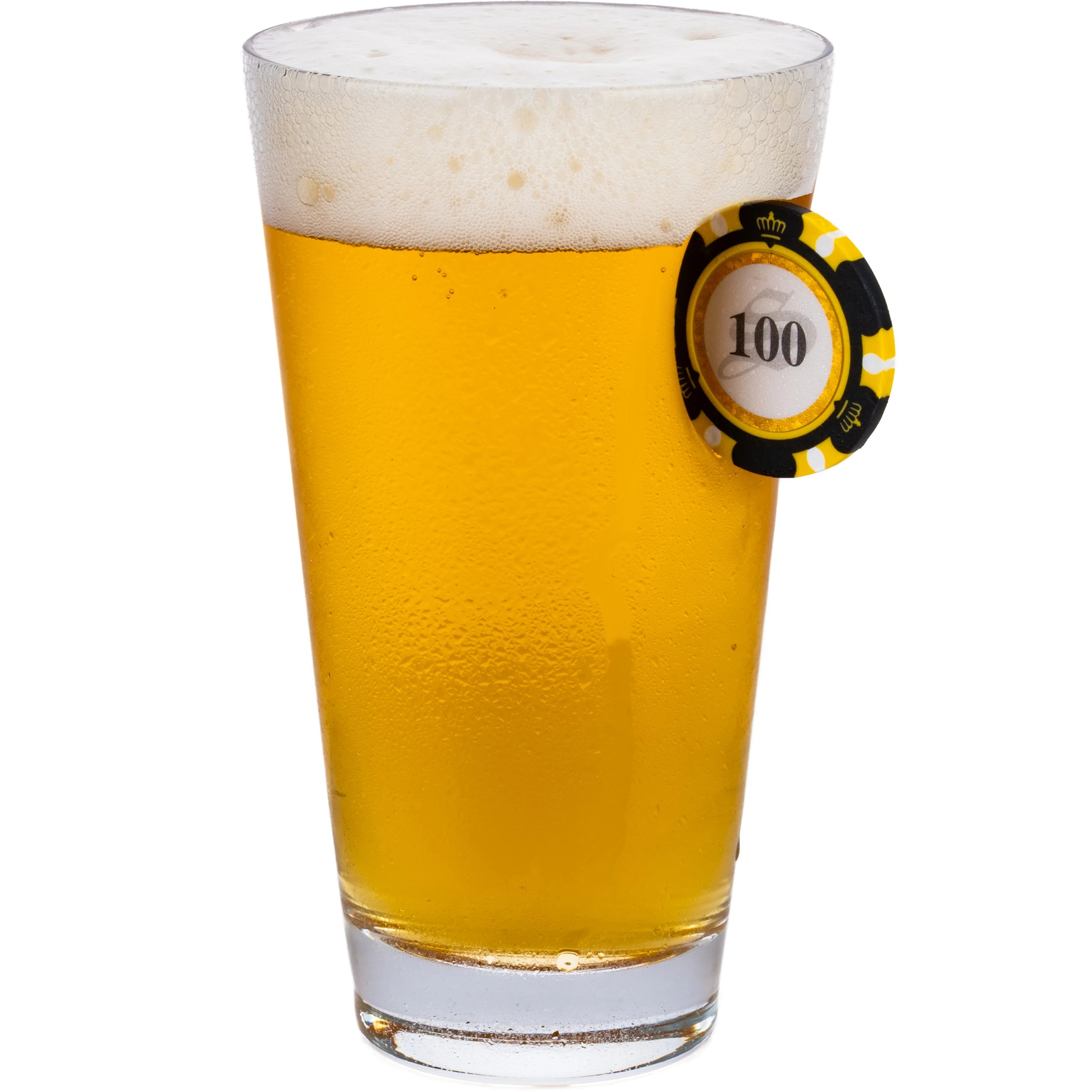 Pahar din sticlă pentru bere cu jeton de poker - 465 ml