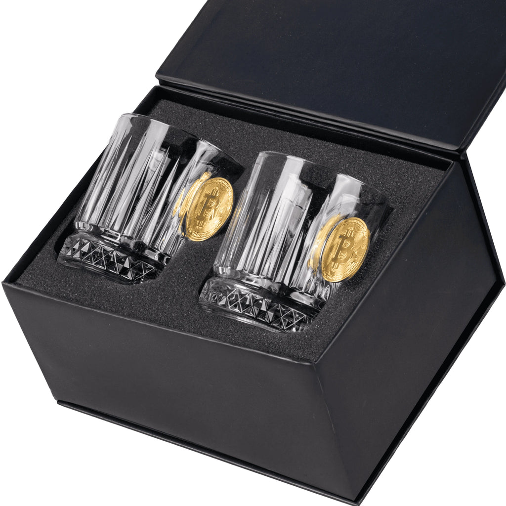 Set pahare din cristal pentru whisky Bitcoin – 355 ml