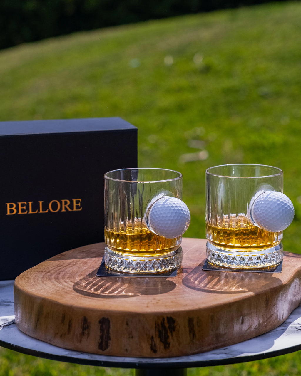 Set pahare din cristal pentru whisky cu minge de golf – 355 ml
