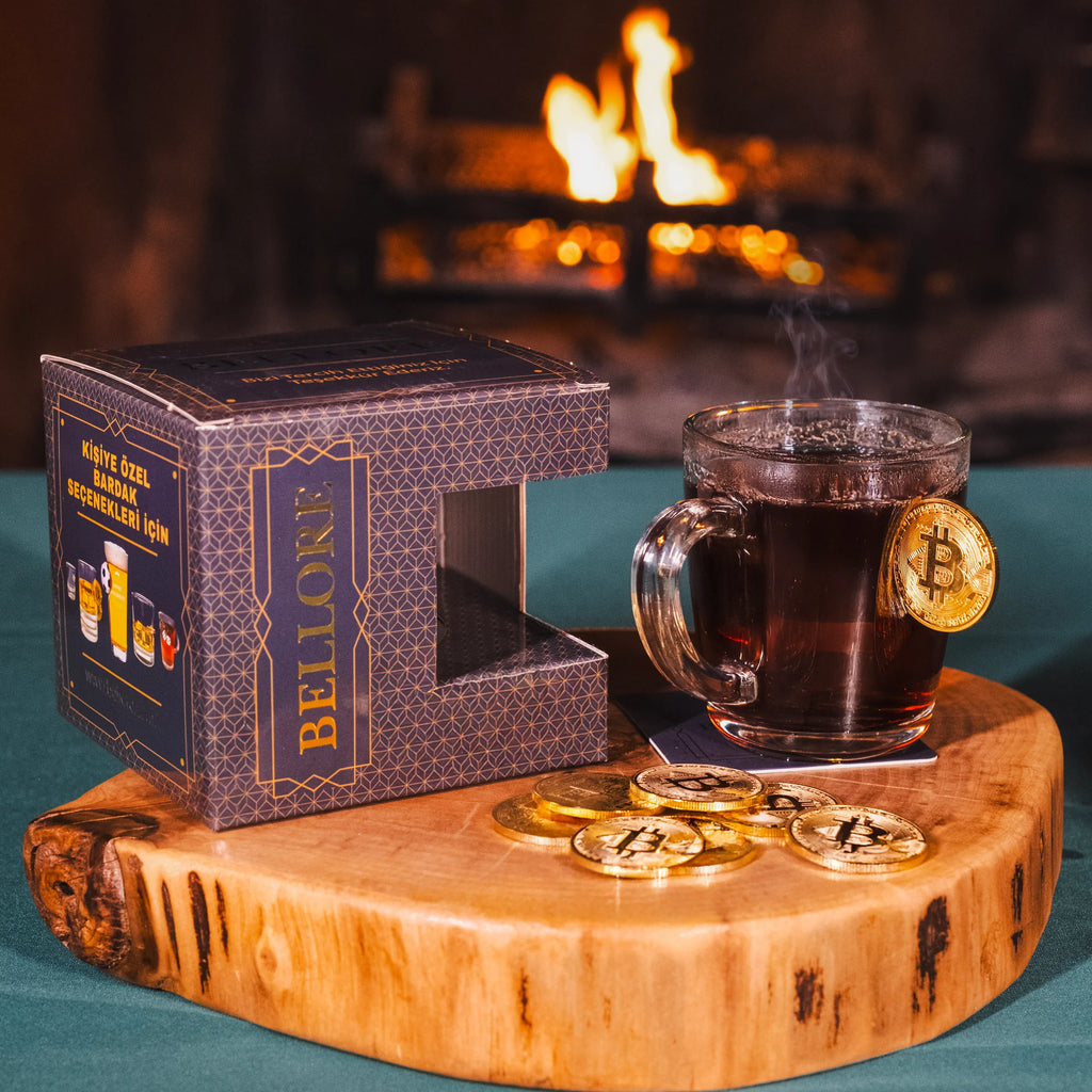 Cană din sticlă pentru ceai & cafea Bitcoin - 340 ml