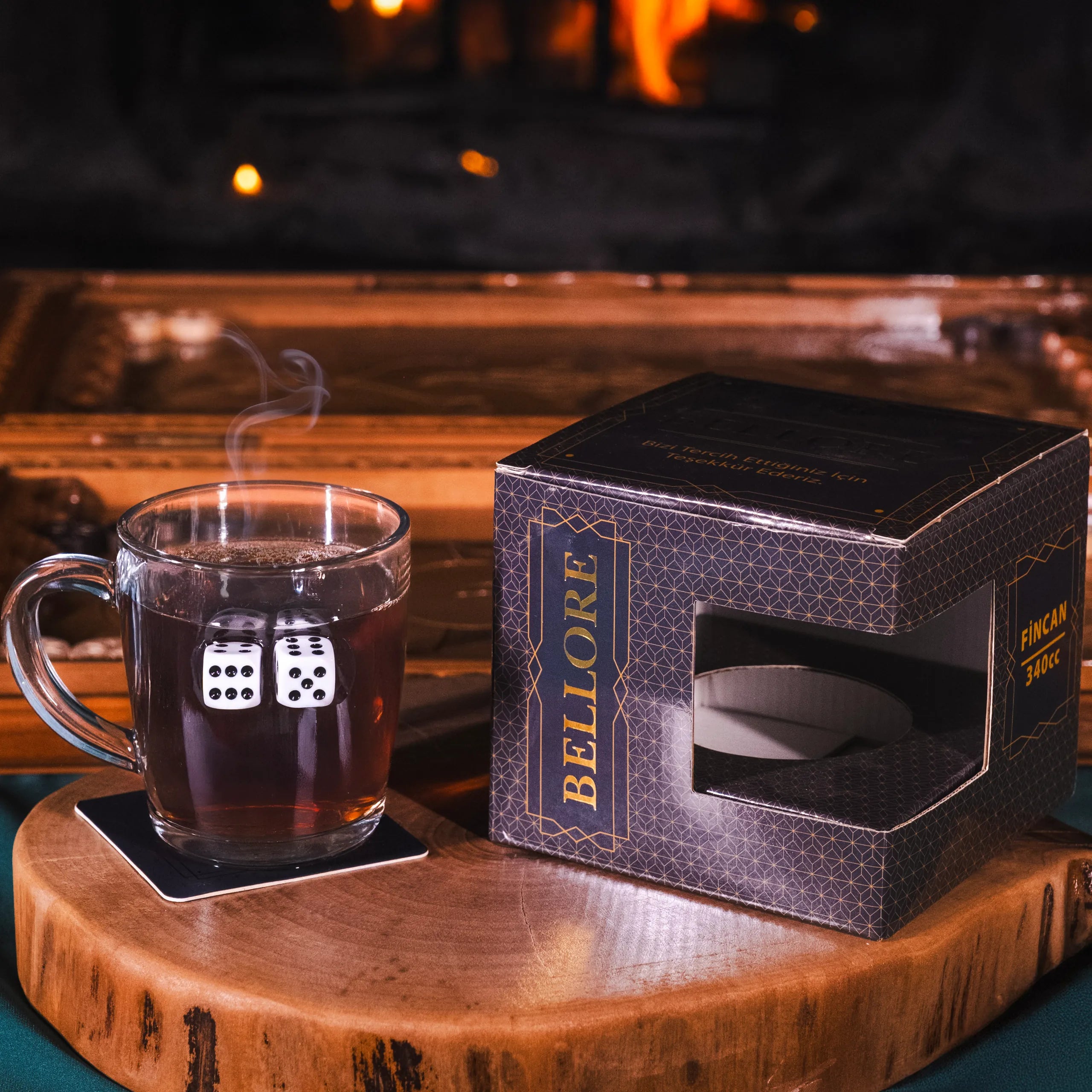 Cană din sticlă pentru ceai & cafea cu zaruri - 340 ml