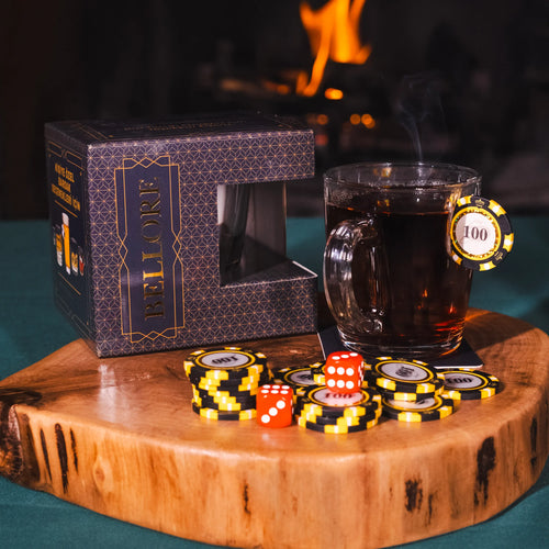 Cană din sticlă pentru ceai & cafea cu jeton de poker - 340 ml