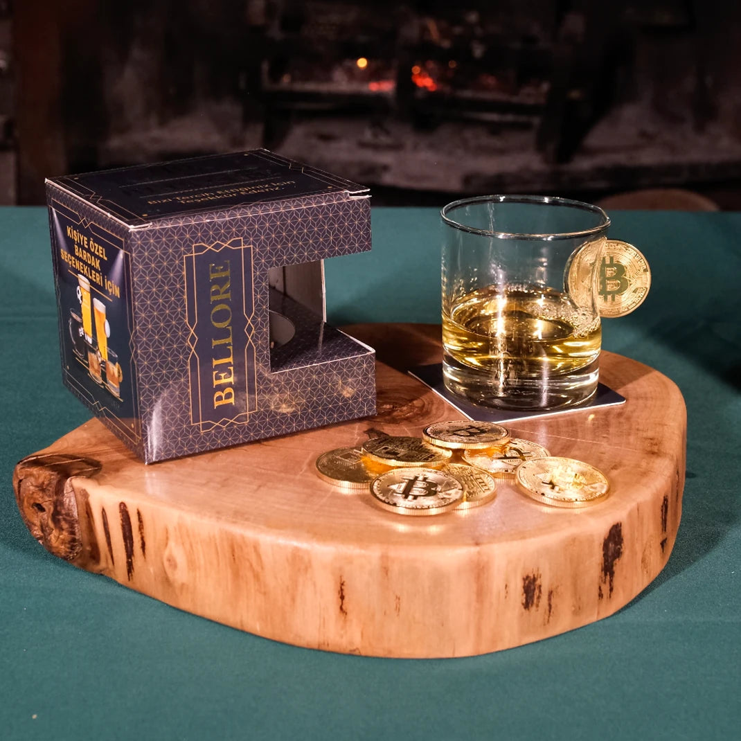 Pahar din sticlă pentru whisky Bitcoin – 300 ml