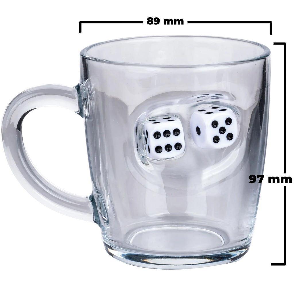 Cană din sticlă pentru ceai & cafea cu zaruri - 340 ml