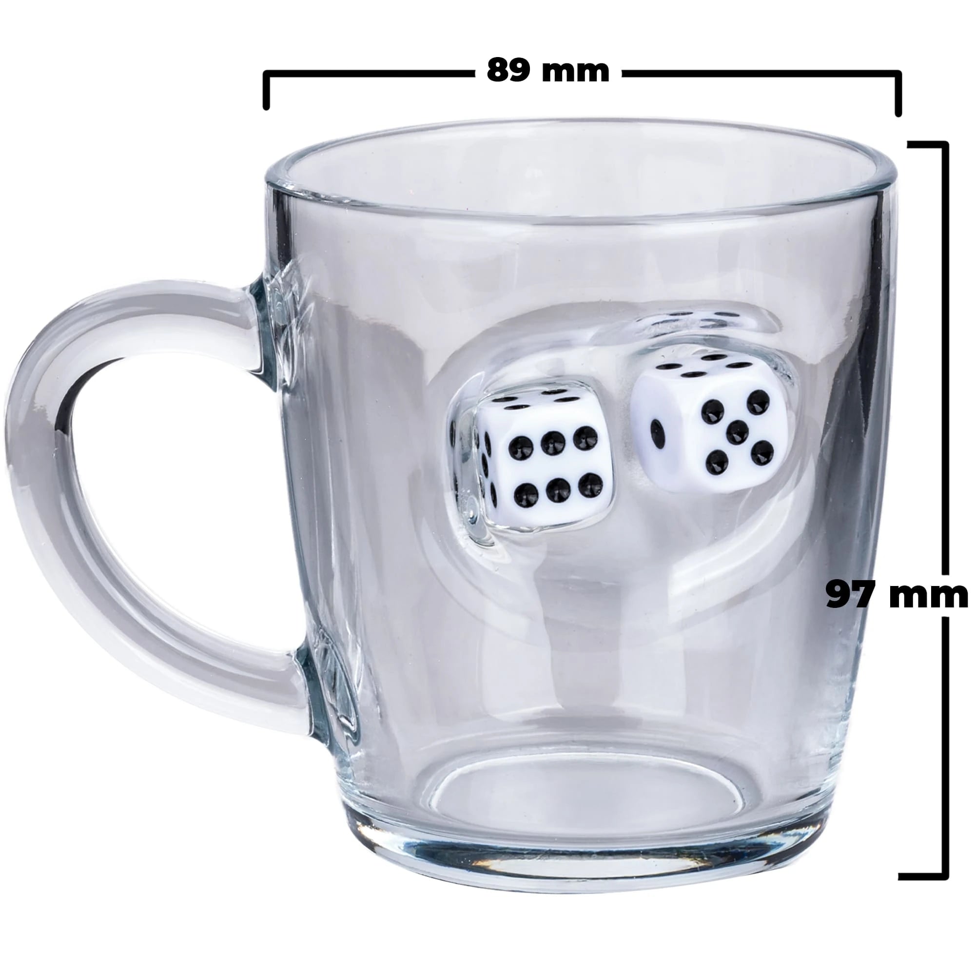 Cană din sticlă pentru ceai & cafea cu zaruri - 340 ml