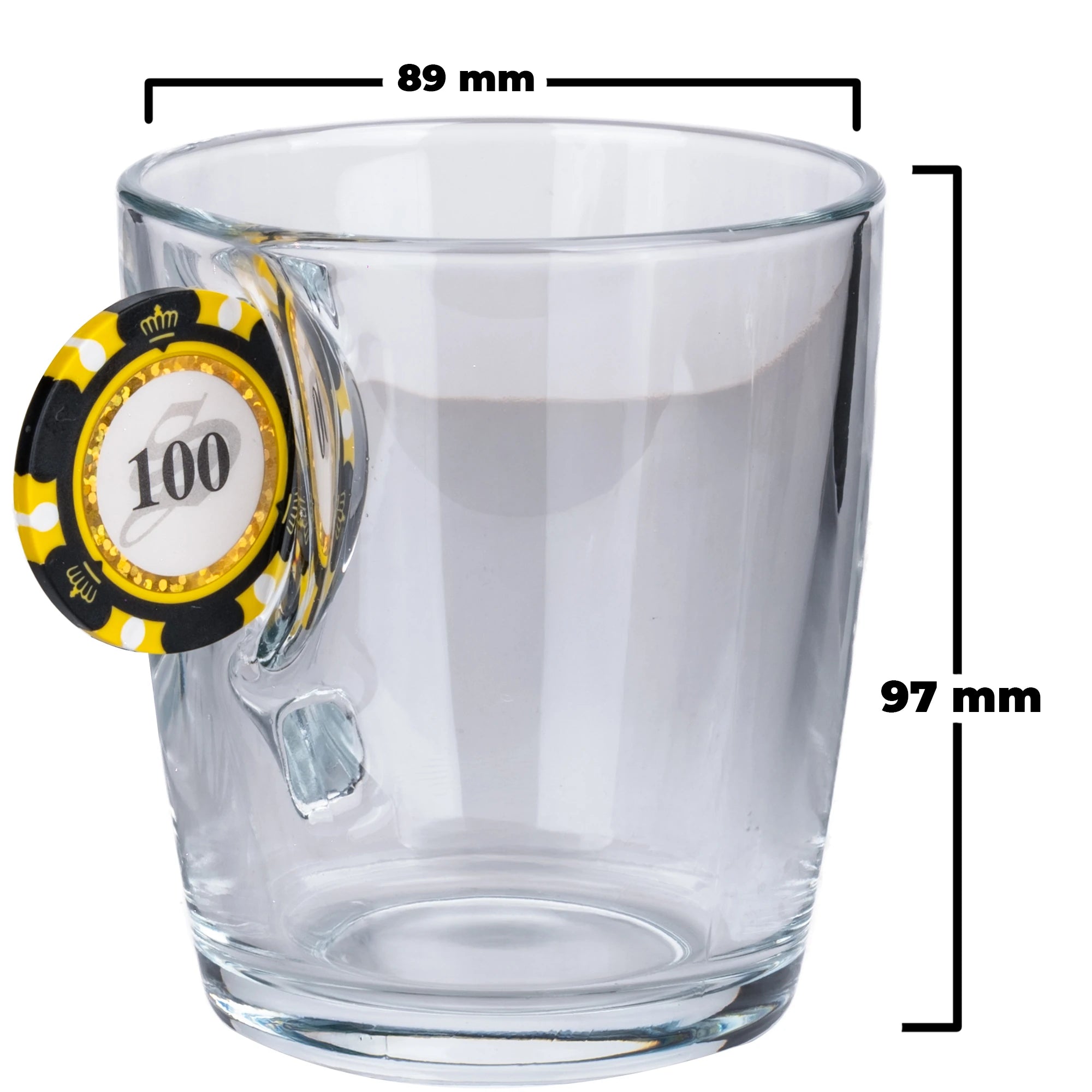 Cană din sticlă pentru ceai & cafea cu jeton de poker - 340 ml