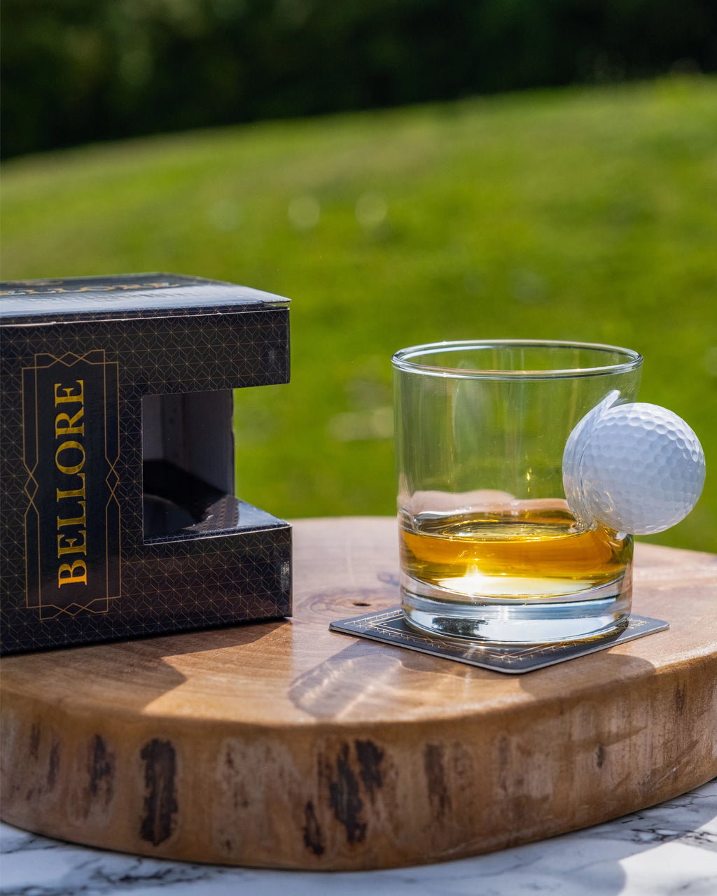 Pahar din sticlă pentru whisky cu minge de golf – 300 ml