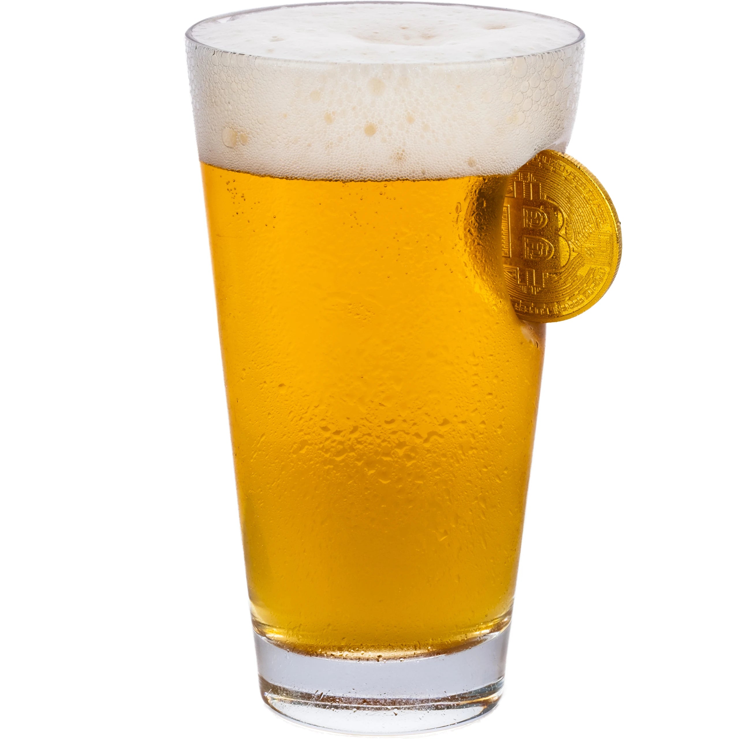 Pahar din sticlă pentru bere Bitcoin - 465 ml